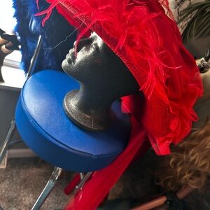 Vibrant Red Feathered Hat